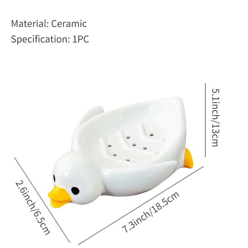 1pc White Plastic Duck Shaped Soap Dish, Suitable For Kitchen