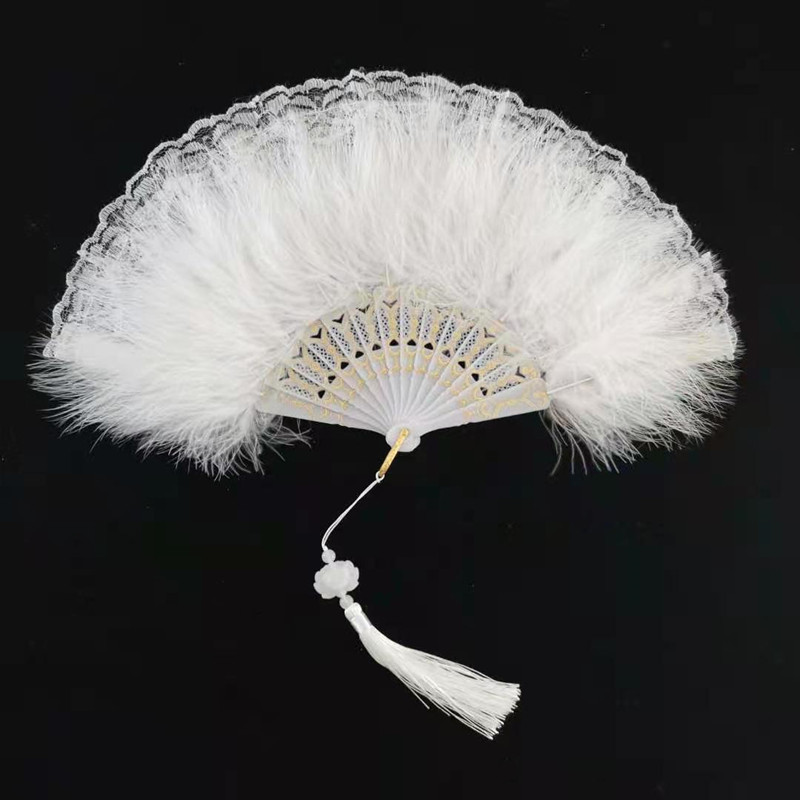 1pc Feather Fan Portable Goose Feather Fan for Summer Chinese Style Vintage Fan,Casual,Temu