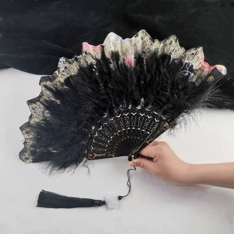  1 unids de plumas blancas ventilador de mano Flapper accesorios  de disfraz de plumas rugientes plegables de mano para fiesta de baile  ventilador de plumas de ganso - Rosa : Hogar