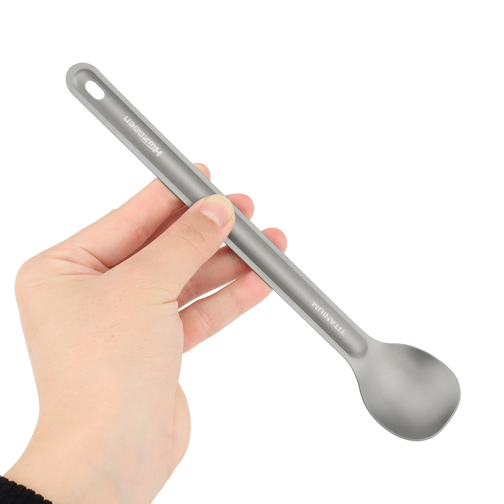 

1pc, Titanium Long Handle Spoon Fork, Light Weight Titanium Tableware Picnic Utensils Spoon Fork, Outdoor Travel Supplies