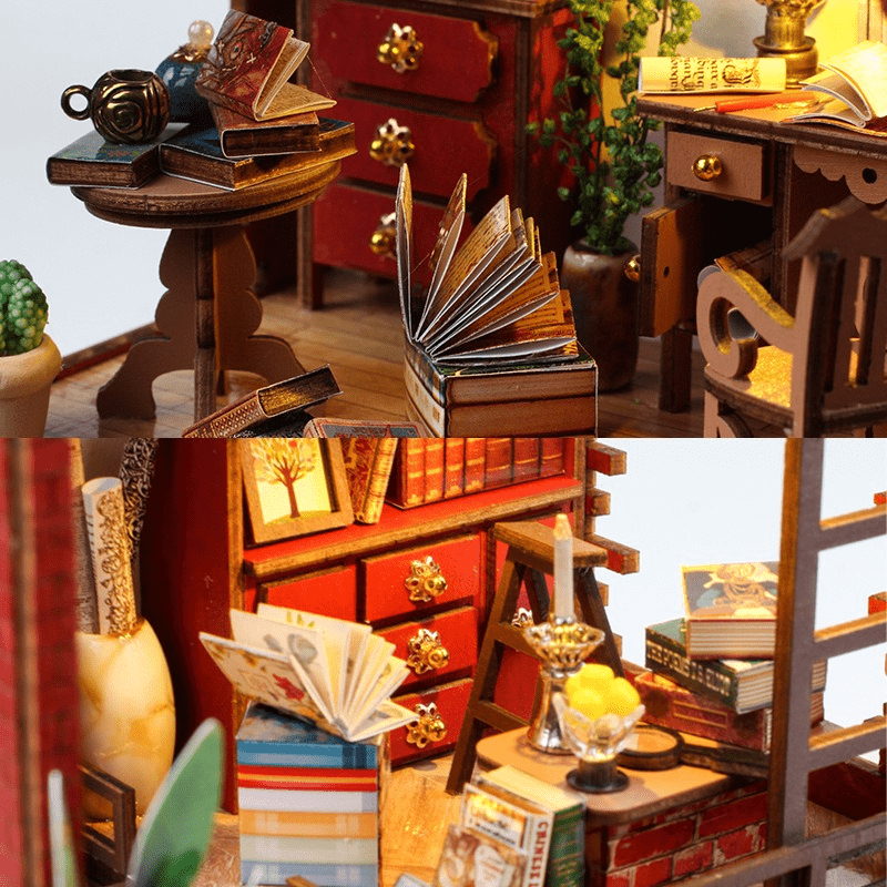 Book Nook, Booknook Diorama Miniature, Bookshelf Insert, LED Lights,  Library Bookcase in a Book, Book Lovers Gift. 