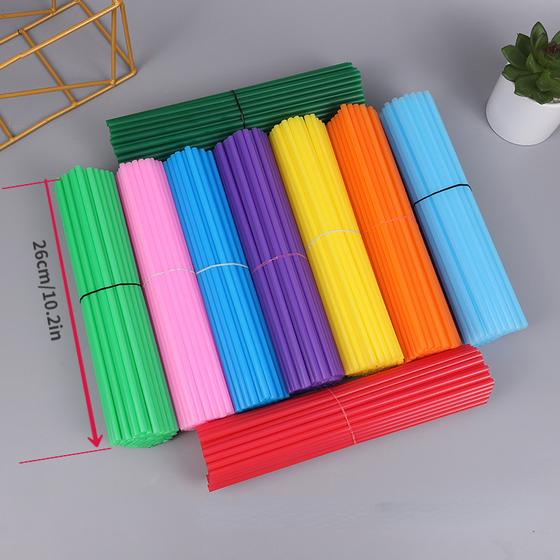 Flexible Plastic Drinking Straws, 10.2 Inches Extra Long Colorful