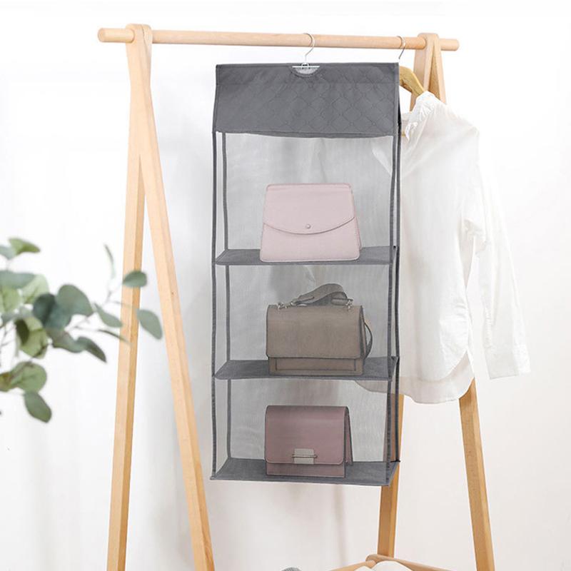 4 Pocket Foldable Hanging Handbag Organizer Wardrobe Closet Three