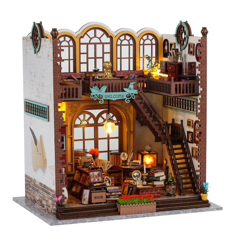 Nuit de Noël Maison modèle, 3D Kit Miniature Maison De Poupée en Bois à  Construire Village de Noël Miniature avec mobilier Complet Kit de Maison de
