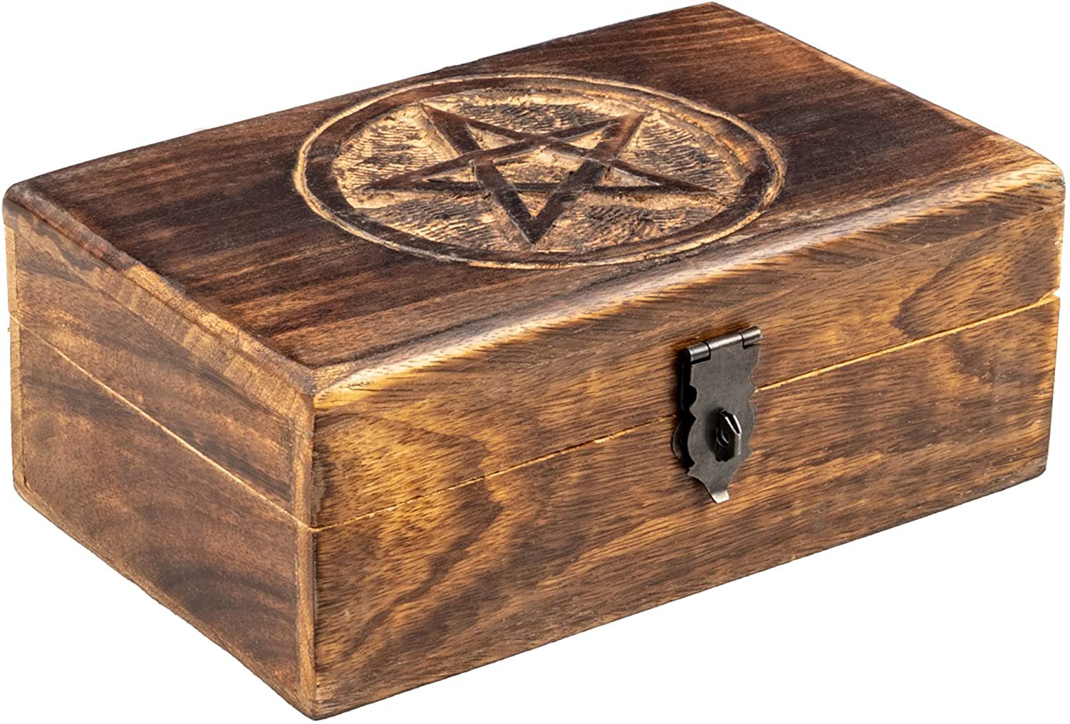 Boite de rangement Pentacle en bois