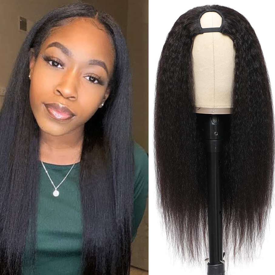 Natural Black Yaki Straight U Part Human Hair Wig 150 Temu