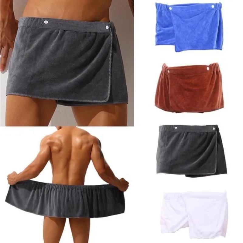 Men's Soft Wearable Bath Towel Solid Short Pants