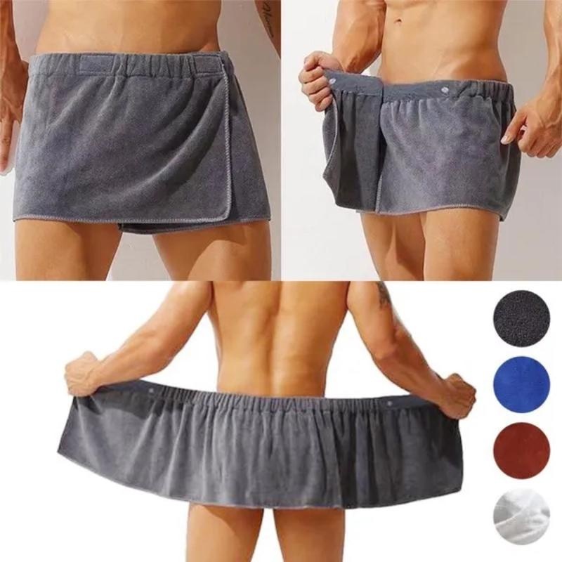 Men's Soft Wearable Bath Towel Solid Short Pants