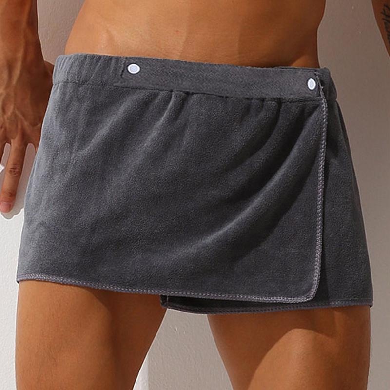 Men's Soft Wearable Bath Towel Solid Short Pants