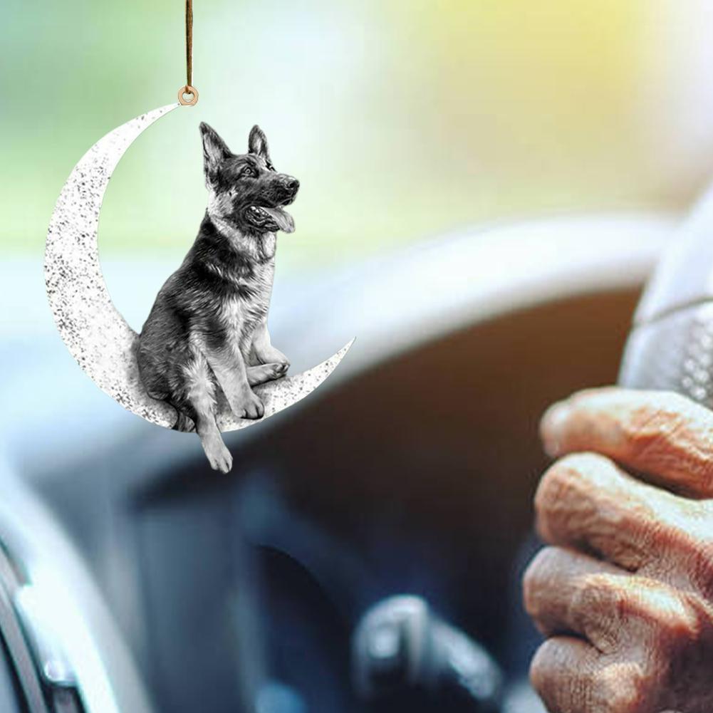 Car Rearview Mirror Pendant Dog Pendant Sitting Moon Cute Teddy Puppy  Hanging Ornament Keychain Pendant Christmas Decor - Automotive - Temu