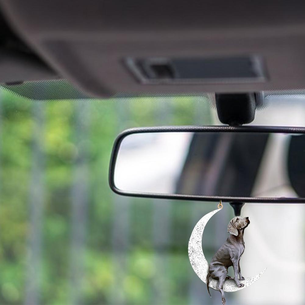 Auto-rückspiegel-anhänger, Hunde-anhänger, Sitzend Mond