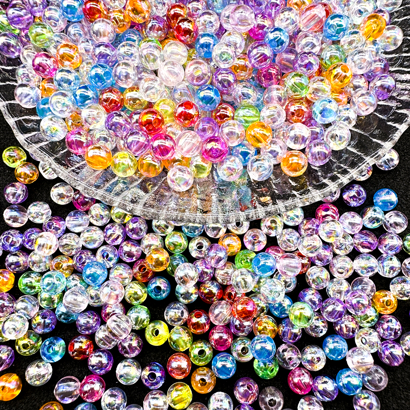 Glitter Color Crystal Popped Beads Round Beads Rainbow Large - Temu