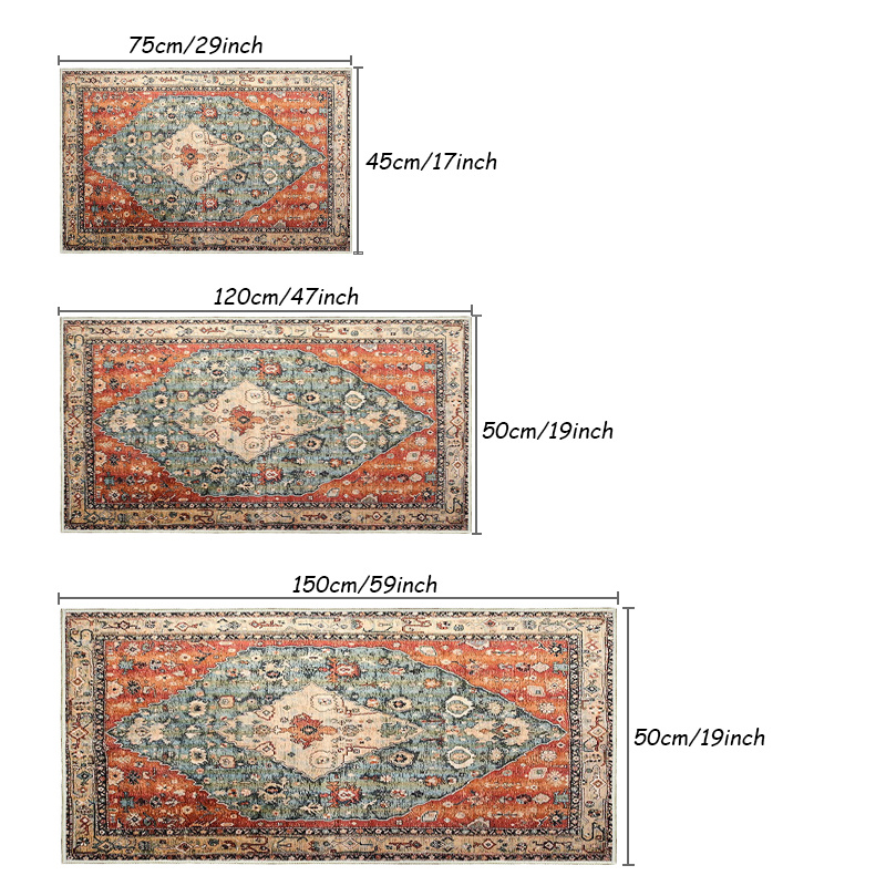 Vintage Boho Washable Bathroom Rug Runner Distressed Laundry - Temu