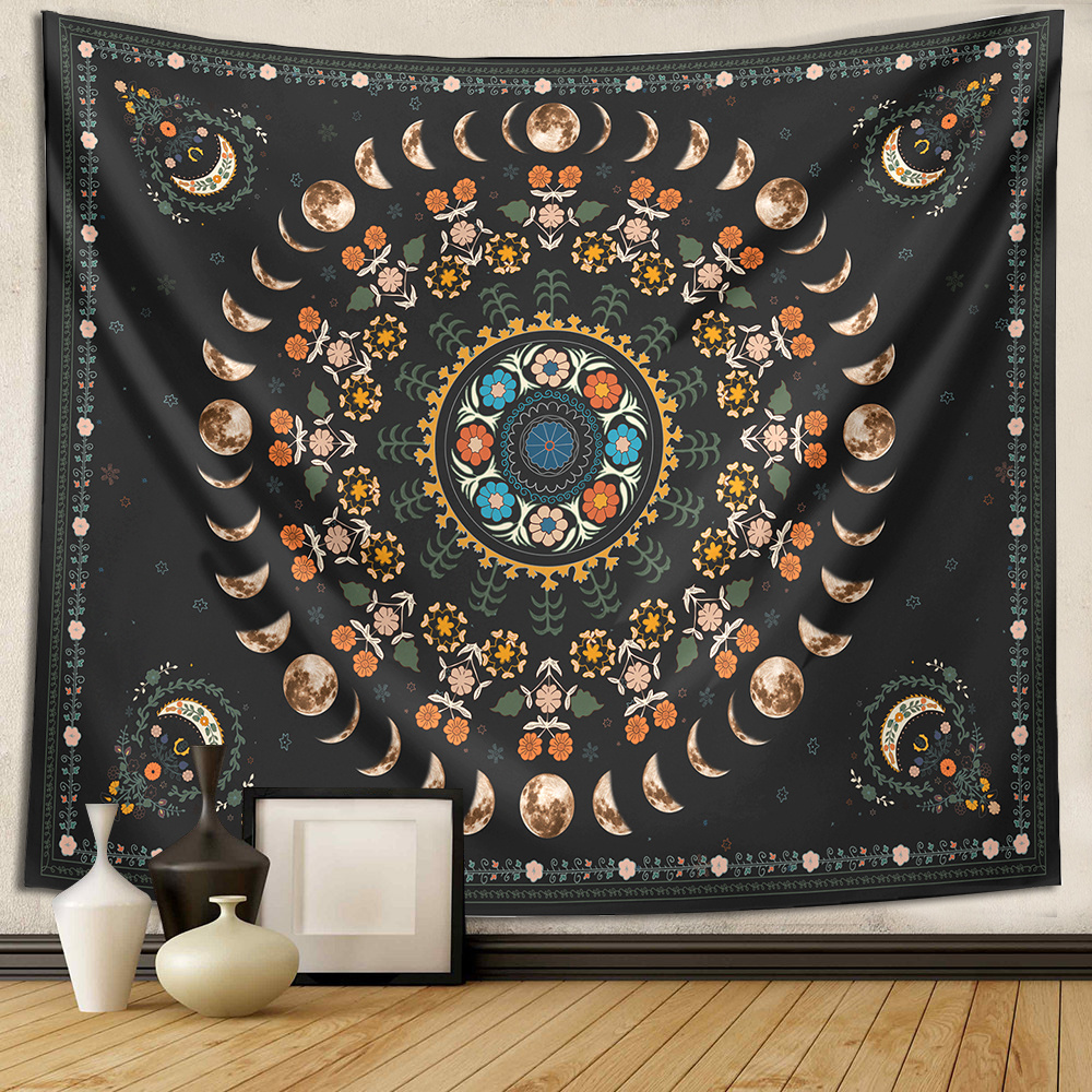 1pc moon phase tapestry wall hanging botanical celestial