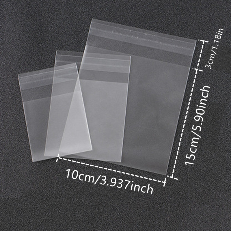 Image of 100pcs Of Pe Semi Transparent Frosted Self-adhesive White Gift Bag, Suitable For Weddings, Birthday Parties, And Small Accessory Packaging Bags