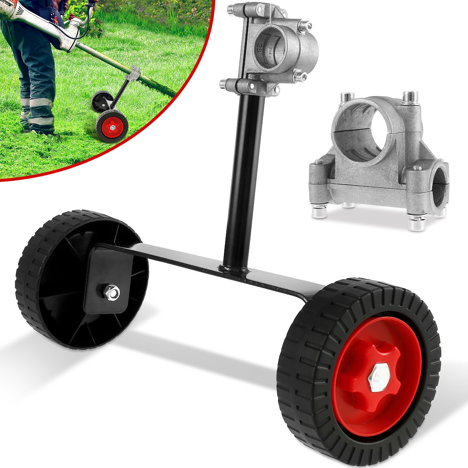 1pc Lawn Mower Support Wheel Adjustable * Trimmer Auxiliary Wheels  26mm-28mm Portable String Trimmer Wheel Mower Attachment For * Trimmer Grass