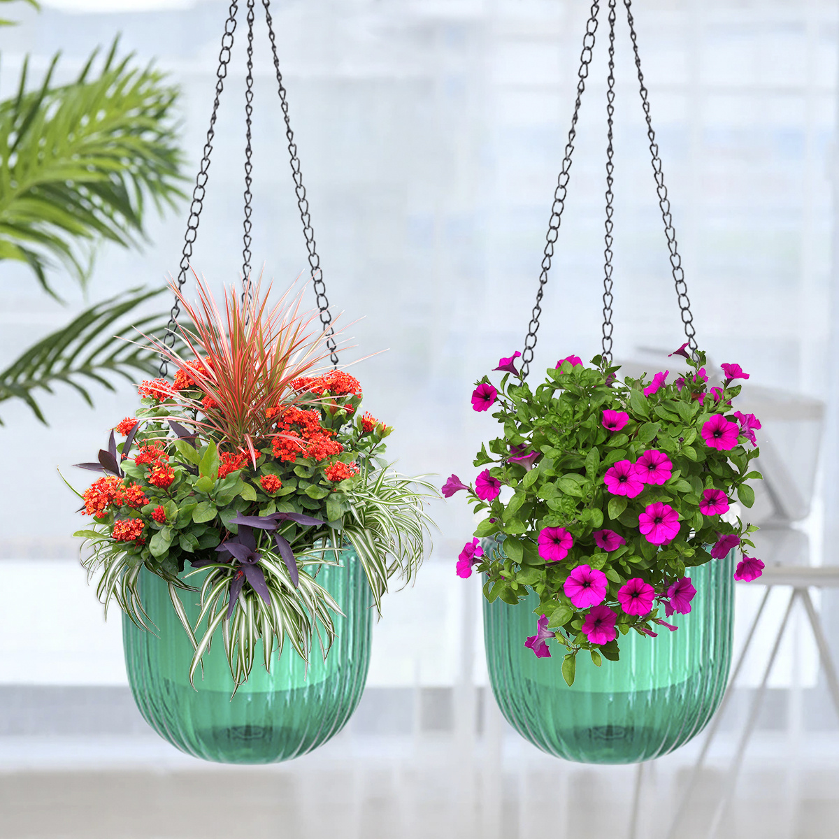 Lot De 2 Pots De Fleurs Suspendus À Arrosage Automatique Pot