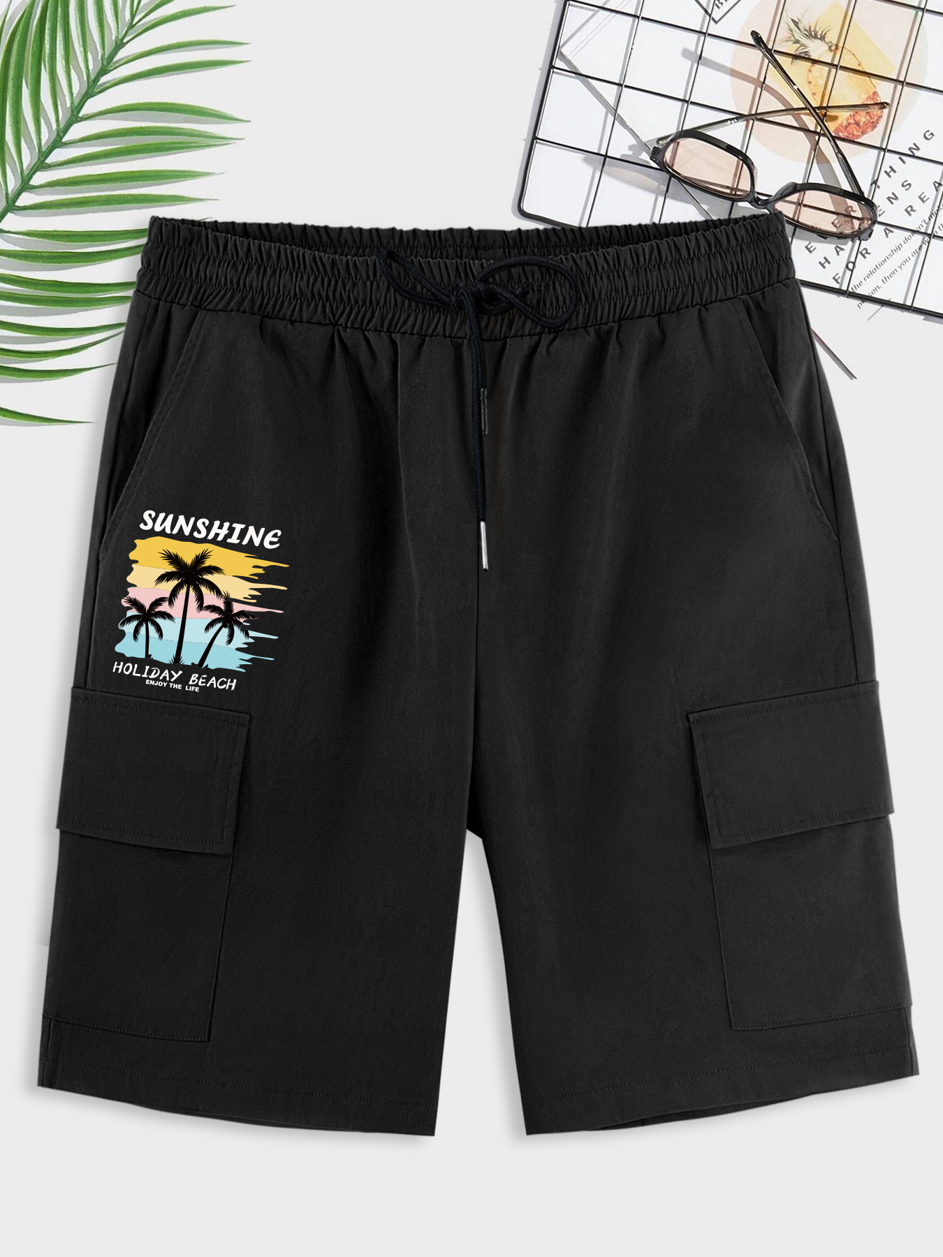 Hombre Verano Cordón Cargo Shorts Holiday Beach Pantalones Cortos