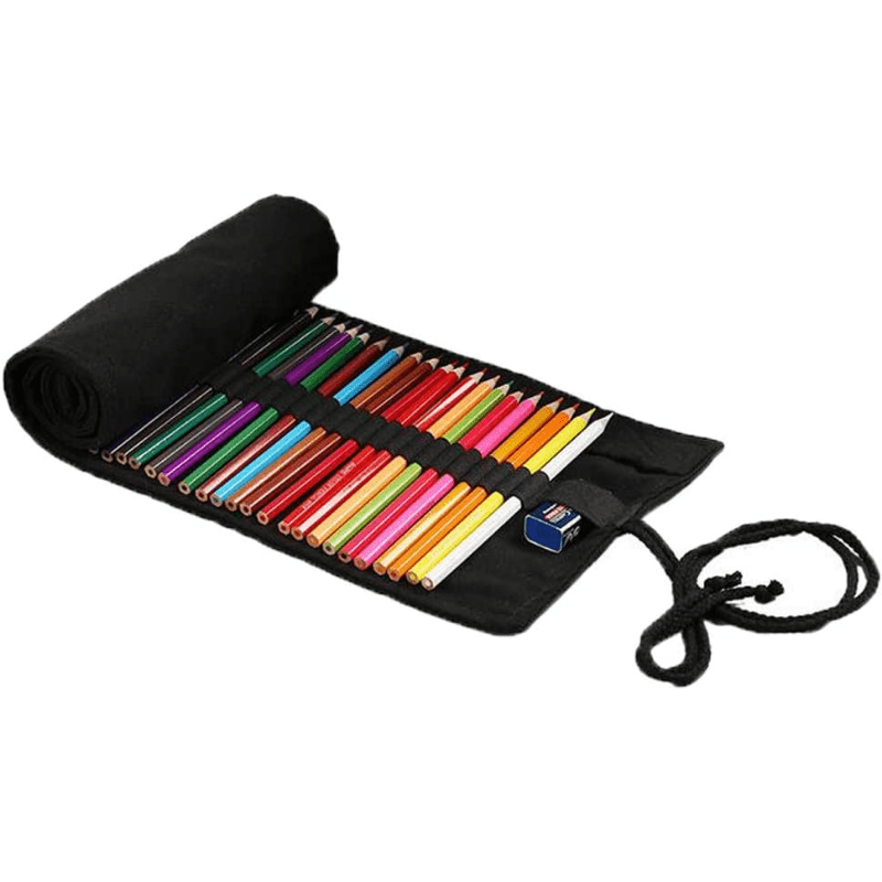 Canvas Colored Pencil Roll Wrap 36 Holder (Pencils NOT Included) Multiuse  Canvas Pen Curtain Manual Pencil Holder - 48-Slots