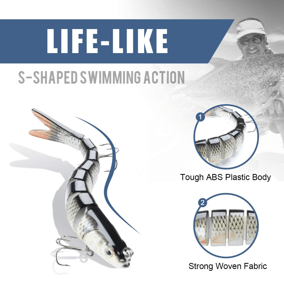 TRUSCEND Fishing Lures for Bass Trout Multi Jointed Swimbaits Slow Sinking Bionic Swimming Lures Bass Freshwater Saltwater Bass Lifelike Fishing Lures