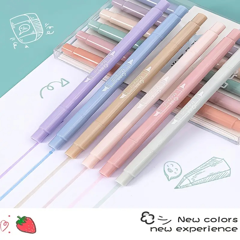 Macaron Highlighter Pens Art Marker Kawaii Candy Color Manga Colored Gel  Pens Soft Tip Ins Stationery Student Supplies - Temu