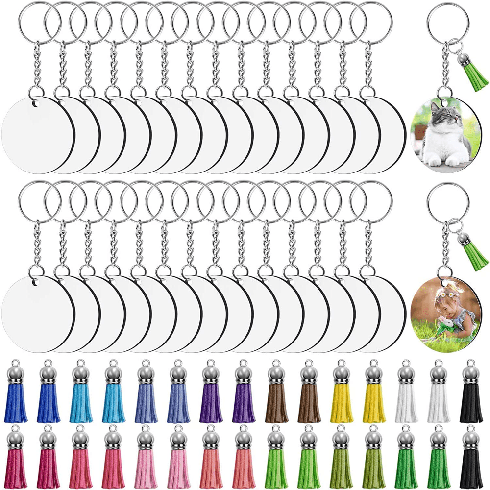 10pcs Sublimation Acrylic Keychain Making Kit Acrylic Transparent Blanks  And Keychain Rings Colorful Tassel Heat Transfer Diy Keychain Blanks, Free  Shipping, Free Returns