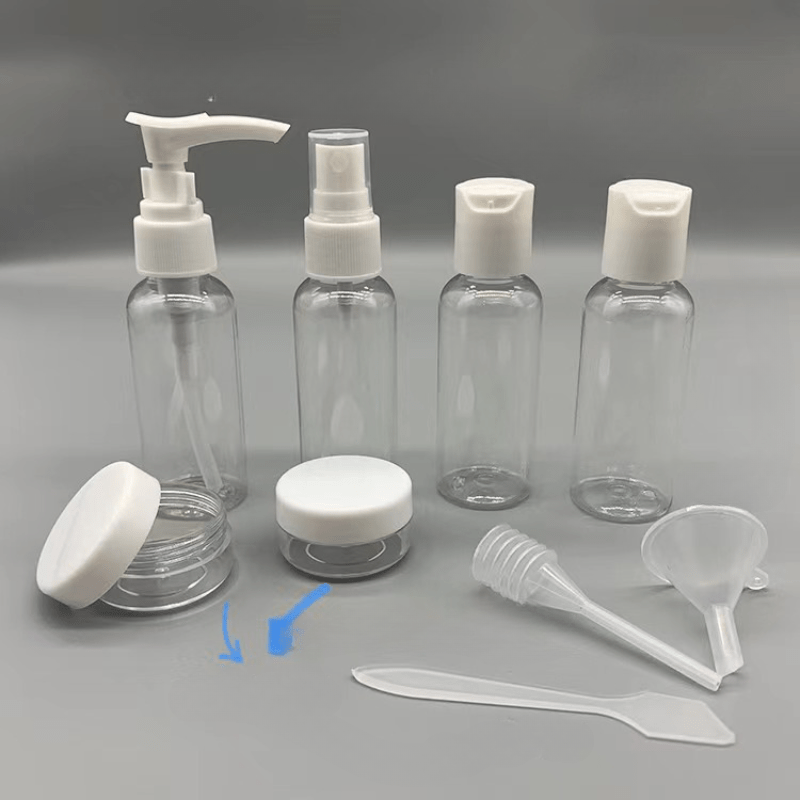 Kit de botellas de viaje transparentes, kit de botellas de viaje