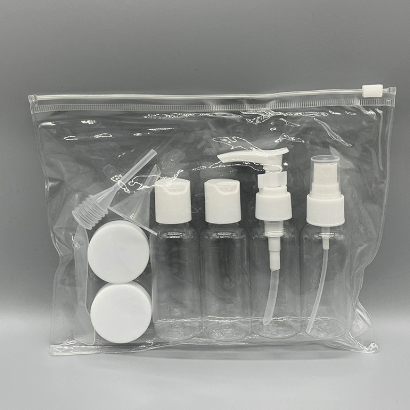 MINISO 11 pieces Travel kit Bottle Set, Portable Plastic Multipurpose  Cosmetic Toiletries Travel Refillable Bottles and jars 