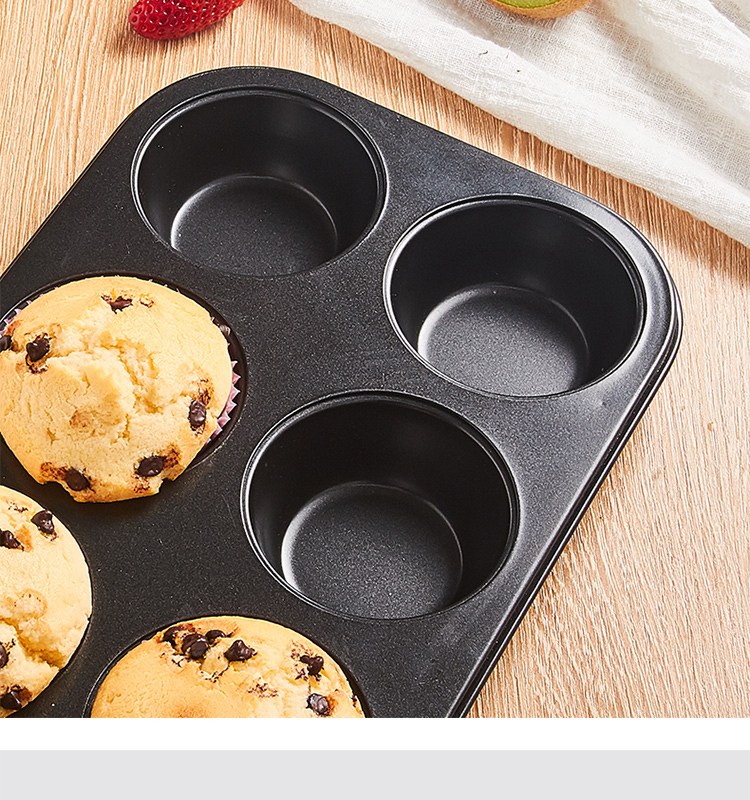 Muffin Pan, Titanium Steel Non Stick Cupcake Pan, 6 Cavity Pudding