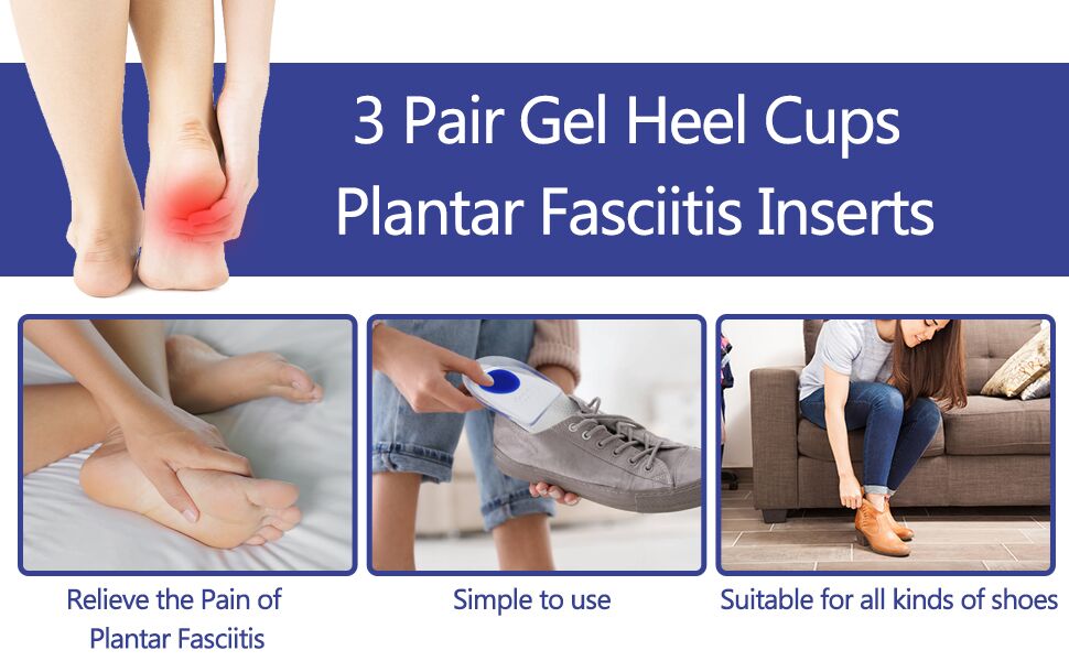 Gel Heel Cups Shoe Inserts Plantar Fasciitis Sore Heel Heel - Temu