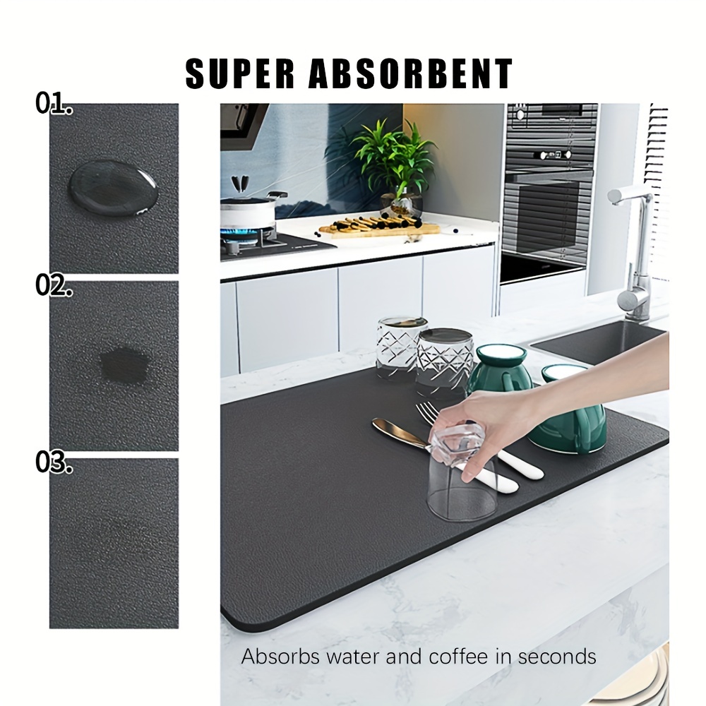 Super Absorbent Coffee Dish Large Kitchen Absorbent Draining Mat Drying Mat  US