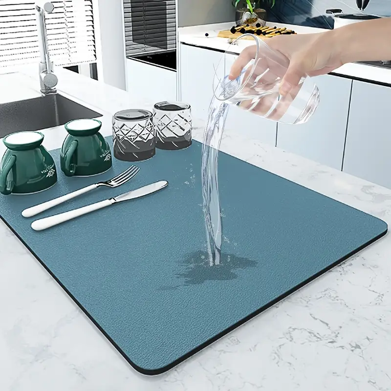 Dish Drying Mat For Kitchen Counter Ultra Absorbent Microfiber Drying Mat  Dishes Drainer Pad 20 By 15 Inch Machine Washable
