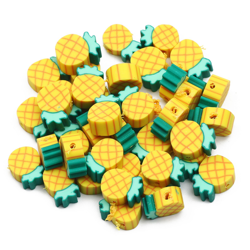 Mini Fruit Pineapple Yellow Loose Clay Beads Diy Jewelry - Temu