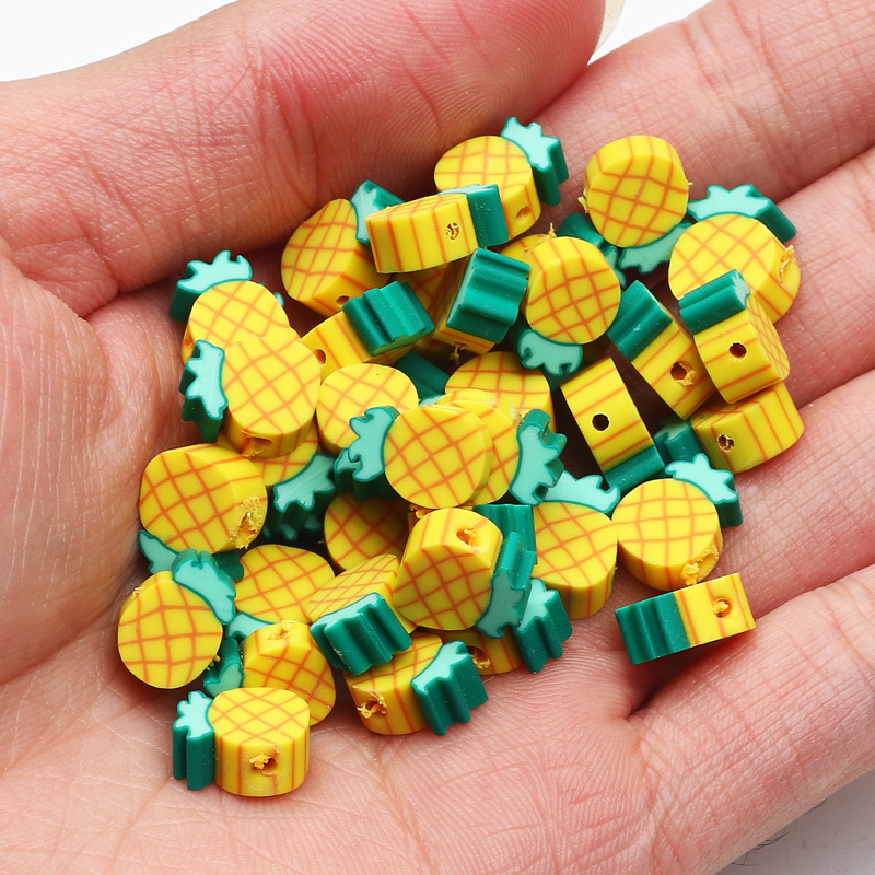 

30pcs Mini Fruit Pineapple Yellow Loose Clay Beads Diy Jewelry Making Accessories Art Craft Necklace Bracelet