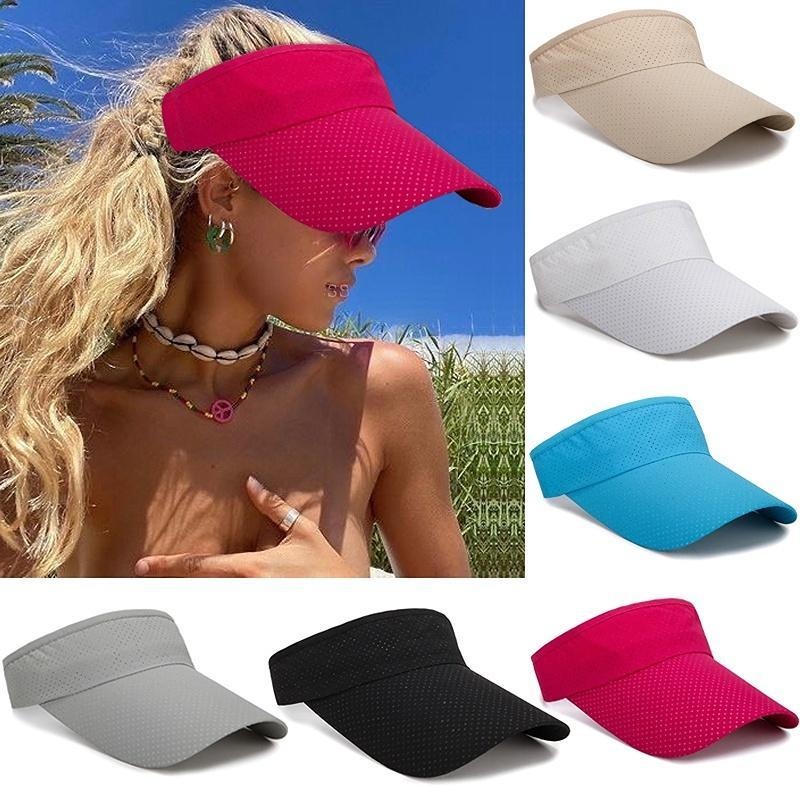 Sun Visor Ponytail Hat for Women Packable Wide Brim Summer Hat with UV Protection for Sports Golf Tennis Running