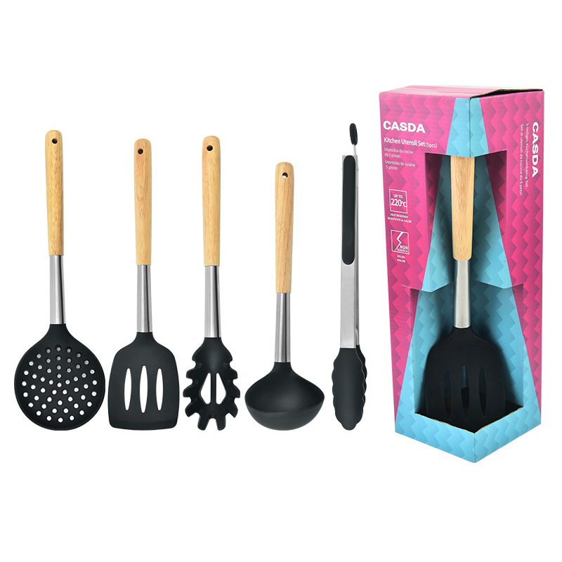 1Pc Yellow Silicone Kitchen Utensil Nonstick Cooking Utensils Spoon Soup  Ladle Turner Spatula Tongs Cookware Baking
