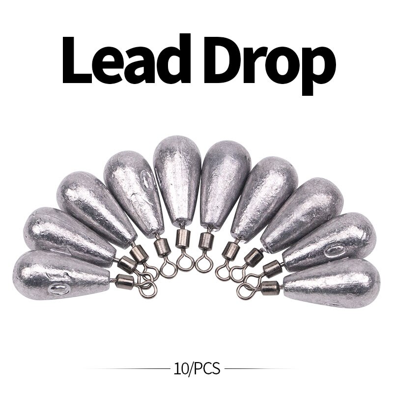 6pcs New Fishing Lead Weights Sinkers Waterdrop Shape Casting