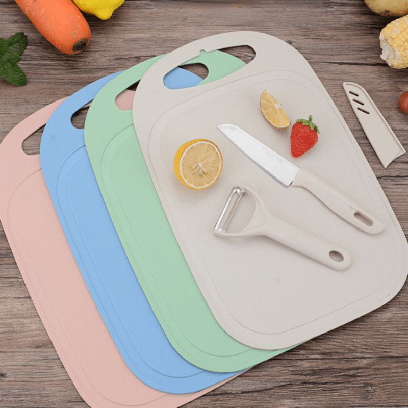 Nordic Four-color Plastic Cutting Board - Lightweight And Portable Kitchen  And Dormitory Serving Board With Knife Slots - Temu