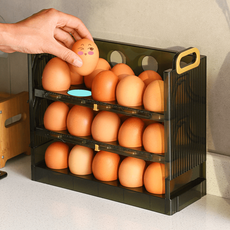 Striped Egg Storage Rack, 3-tier Reversible Egg Holder For Refrigerator  Side Door, Egg Storage Fridge Organizer, Fresh-keeping Egg Container,  Vertical Egg Tray, Kitchen Accessories - Temu