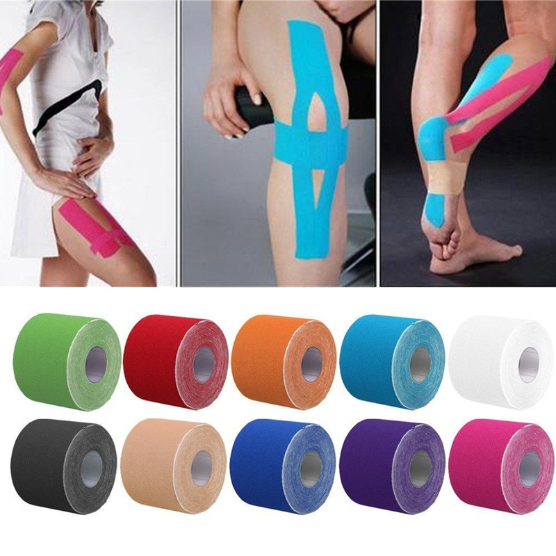 Paquete individual de cinta elástica deportiva en color piel o negro, sin  látex, cinta atlética adhesiva para cuerpo y articulaciones, rollo de cinta