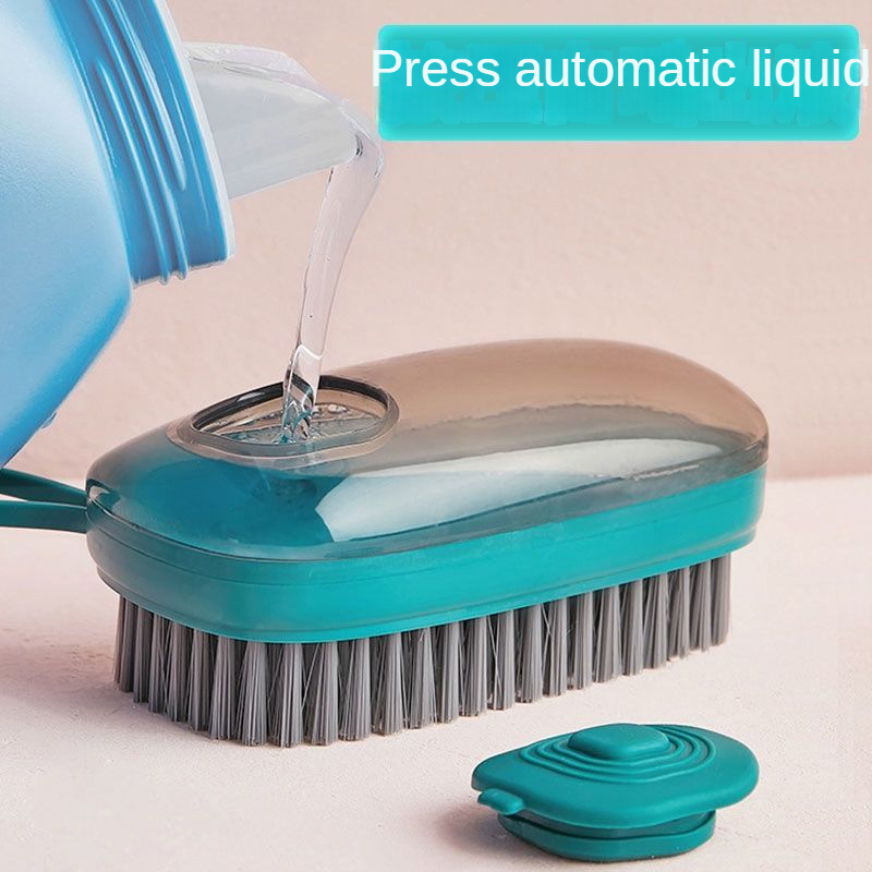 1pc Household Automatic Dispensing Shoe Brush Tool, Pressing-type  Liquid-dispensing Clothes Cleaning Brush With Multifunctional Liquid Adding