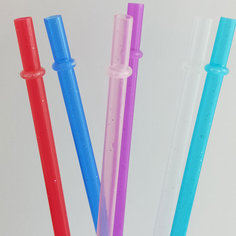 12-Pack Reusable Clear Plastic Glitter Straws, 9 Long Hard