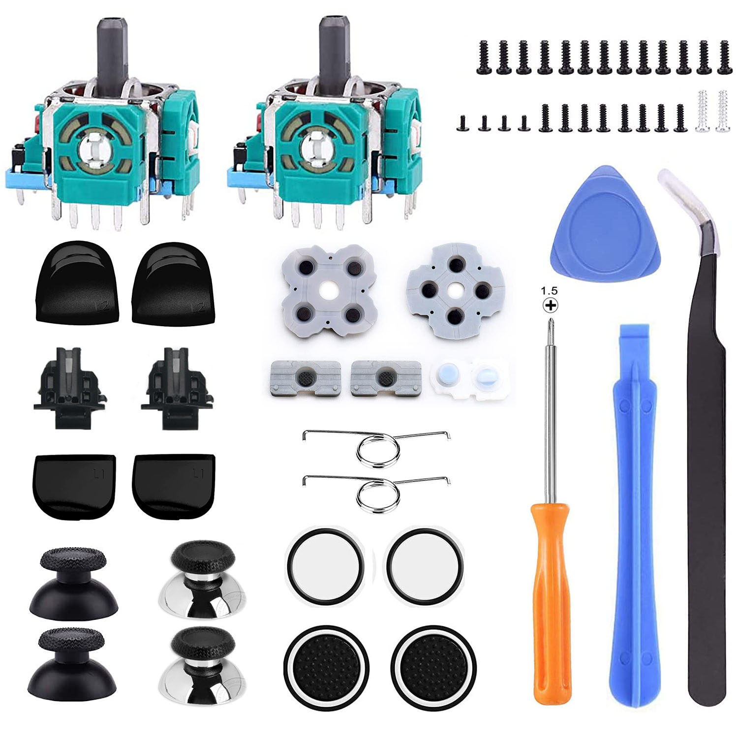 23 Piezas, Reemplazo Palanca Mando Ps4, Piezas Palanca Kit Destornilladores  Reparación 2 Reemplazos Joystick, 2 Palancas Pulgar, Almohadillas Adhesivas  Conductoras - Tecnología - Temu