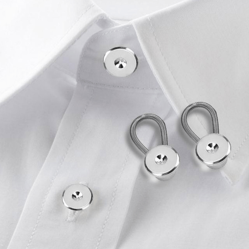 10pcs Metal Collar Buttons Extenders Elastic Neck Extender Wonder Button  For 1/2 Size Expansion Of Men Dress Shirts , Ideal choice for Gifts