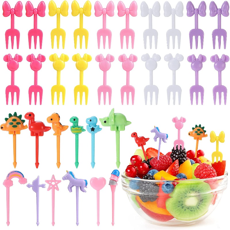 50PCS Animal Food Picks for Kids, Cute Cartoon Animal Fruit, Dessert  Toothpick, Mini Cartoon Toothpick Suitable for Family, Restaurant and Party  , Fun Kids Food Picks for Bento Box Accessories, Reusable Toddler