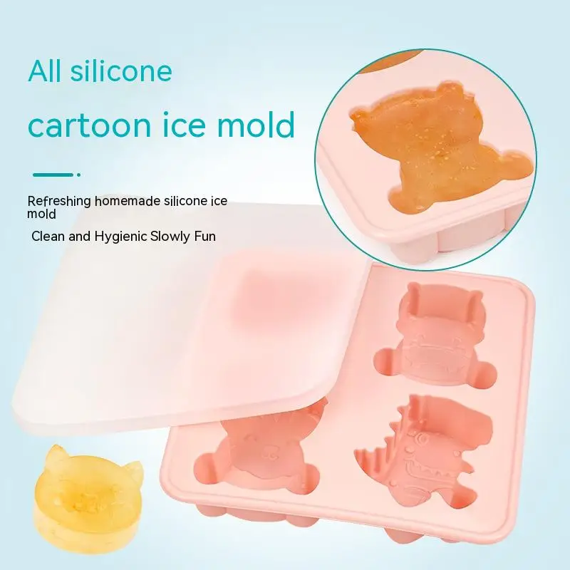Cartoon Animals Ice Cream Mold Silicone Ice Cube Tray - Temu