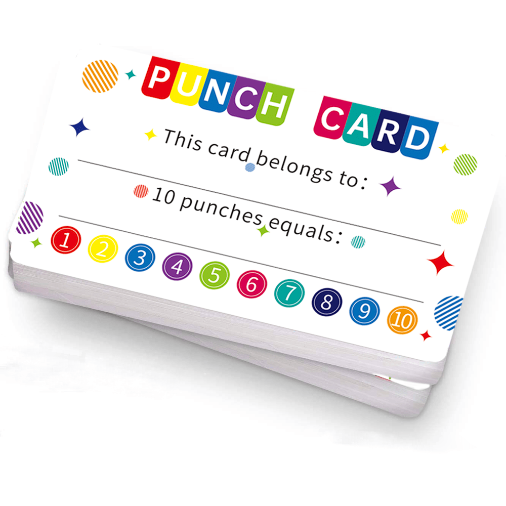 100Pcs Cartoon Punch Cards Incentive Reward Cards Punch Cards for