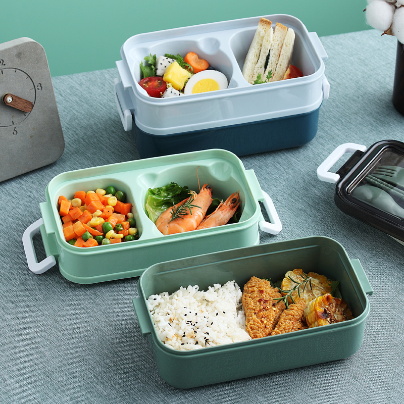 Fiambrera: Capa Bento Box con Cubiertos Compartimentos Lunch Box