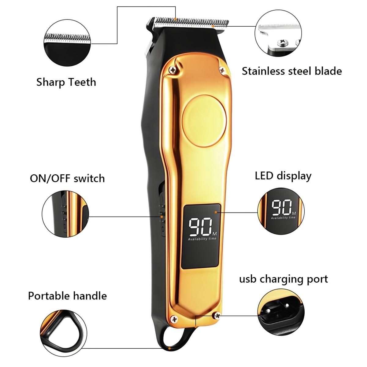 Men Barber Hair Clipper Rechargeable Electric Cutting Machine Beard Trimmer  Comb