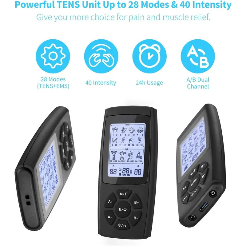 Tens Ems Unit 28 Mode 40 Intensity Muscle Stimulator For - Temu